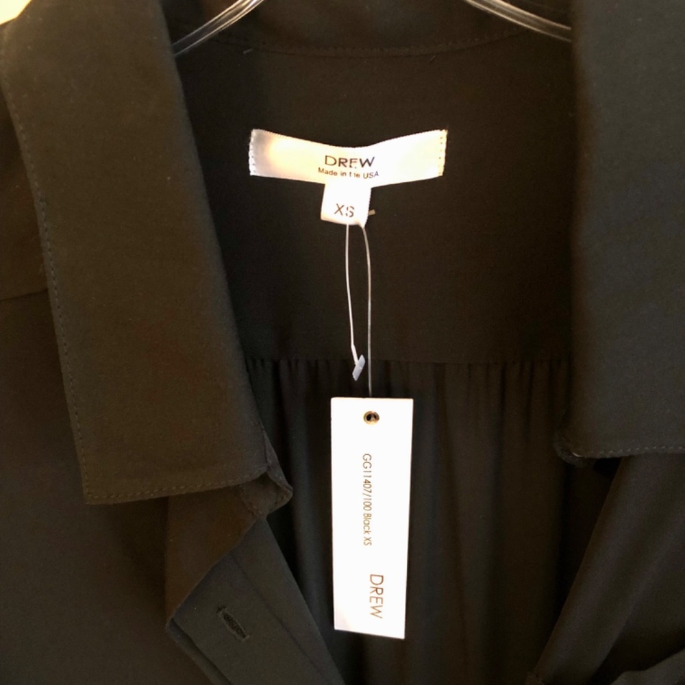 NWT, Black Silk Button Down Blouse - Picture 4 of 9